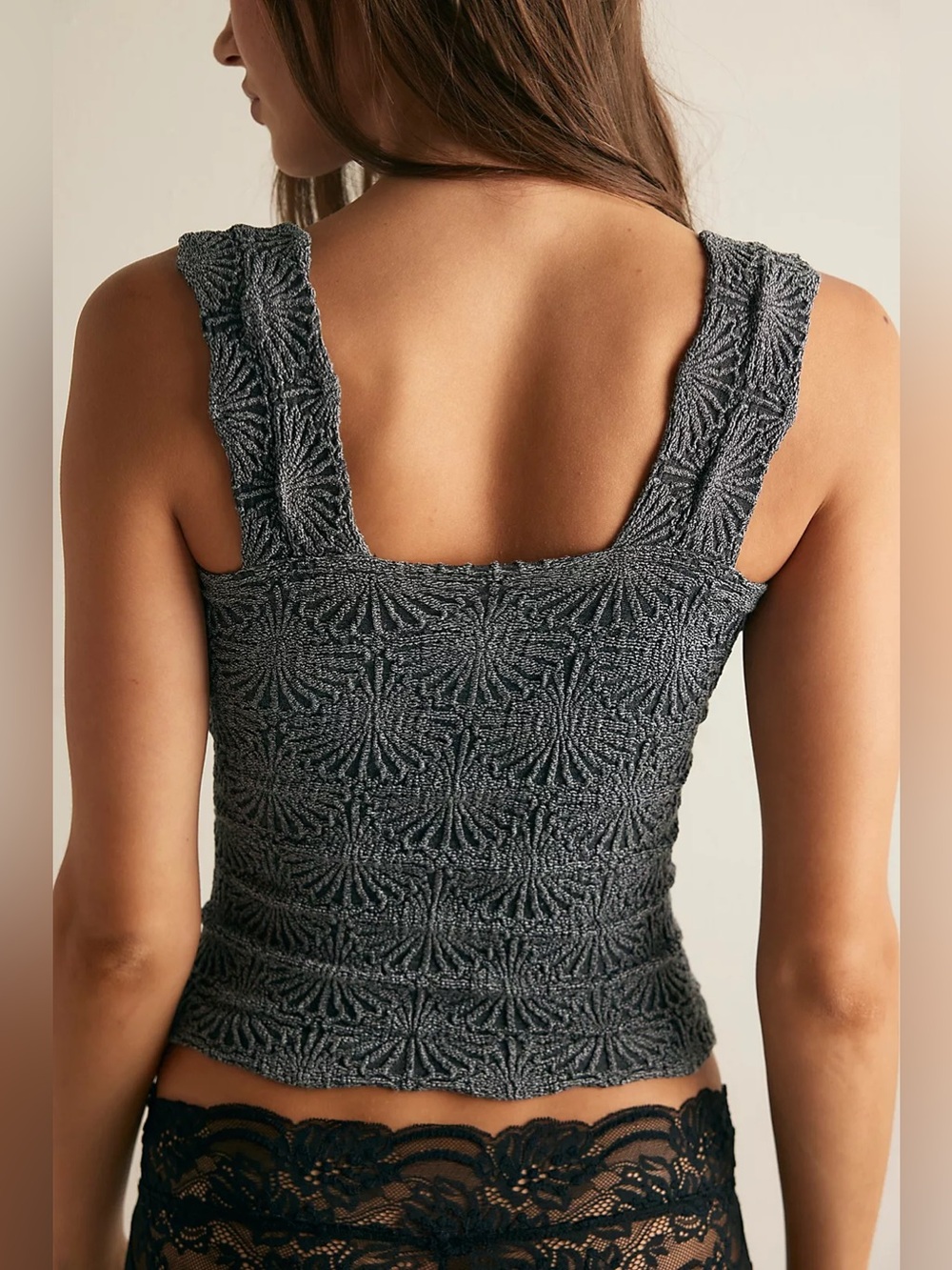 NWOT Free People FP Intimately Love Letter Cami - Black grey - XS/S - Picture 4 of 9